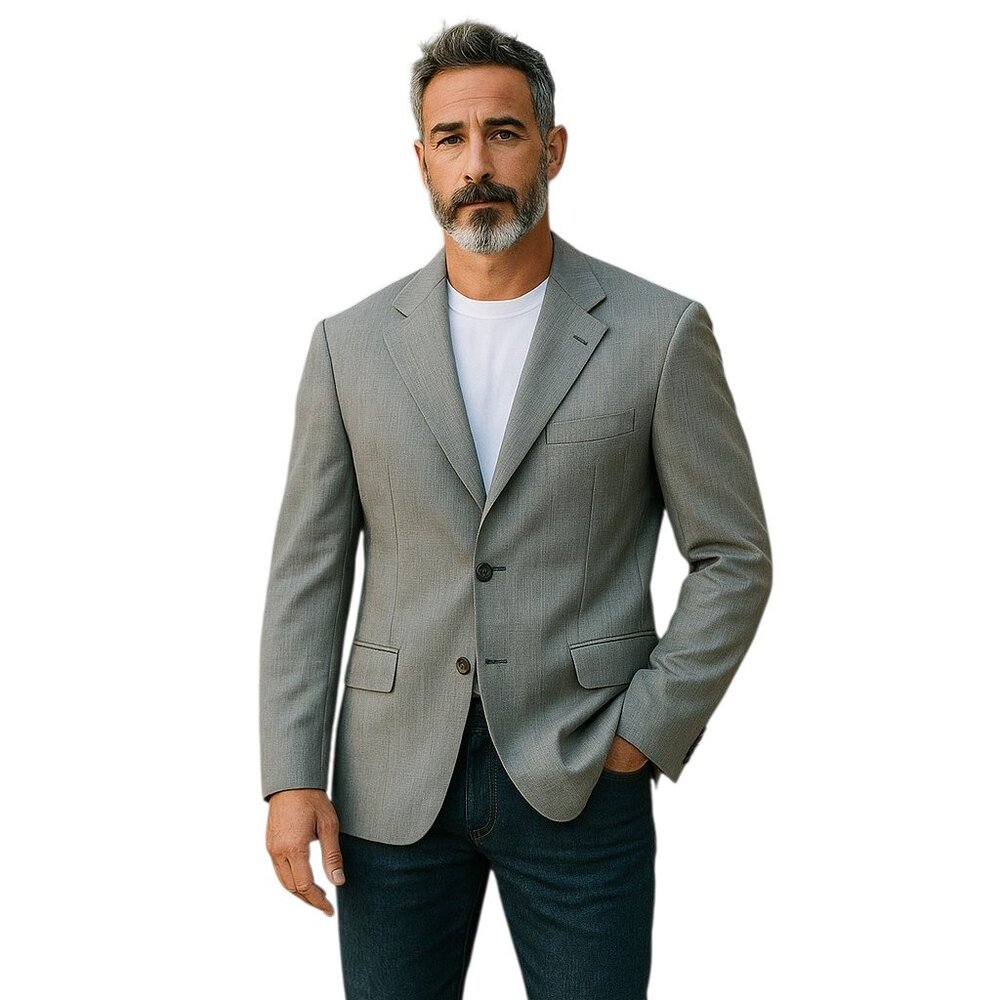 Christian Brooks Mens 40R Gray Blazer Single Breasted Sport Coat Formal Business